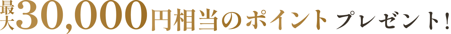 新規入会&キャンペーン条件達成で最大30,000円相当のポイントプレゼント！